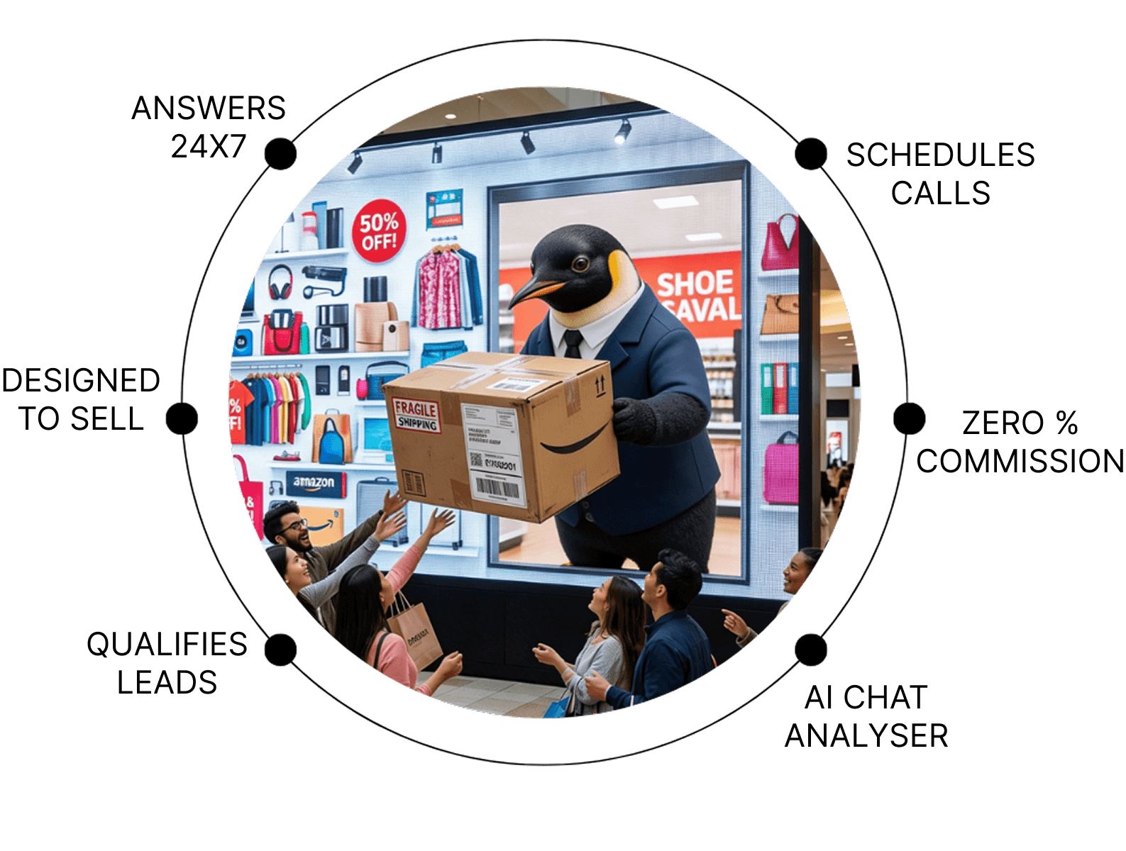 A storefront waits. Sayy AI sells.